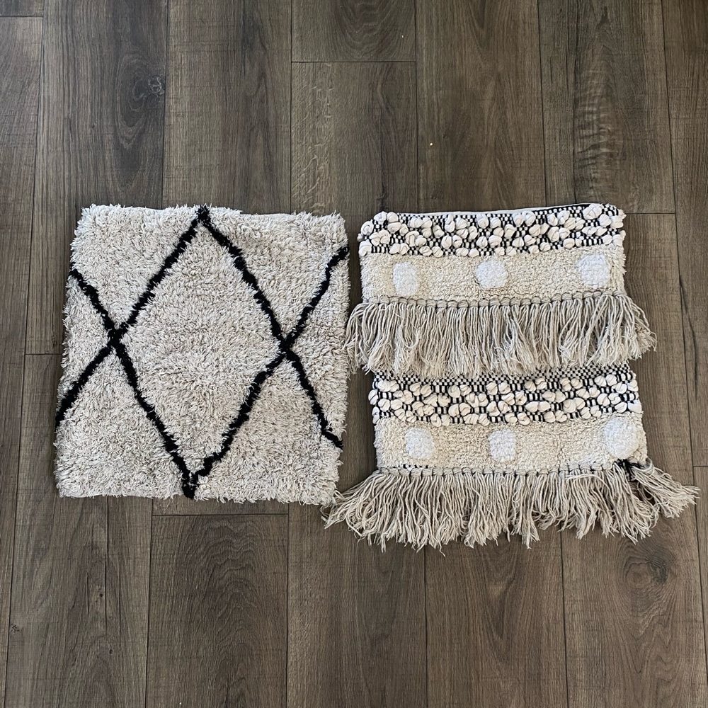 Two throw pillow cases
